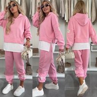 Style Hooded Fashion Solid Casual Sports Suit