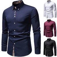 Men's Clothing Plaid Color Matching Fashion Slim Business Casual Men's Long-sleeved Shirt