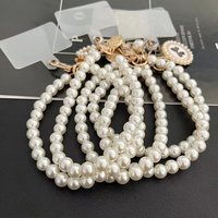Short Pearl Lanyard Fashion Rhinestone Pendant Mobile Phone Lanyard Hand-woven Wrist Strap Back Case Anti-lost Lanyard