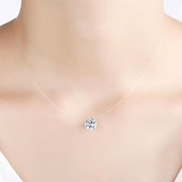 Transparent Fish Line Necklace For Women S925 Sterling Silver With Sparkling Zirconia, Elegant And Versatile Mermaid's