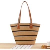 Striped large capacity Tote Bag Premium Textured hand woven bag Resort All one shoulder bag