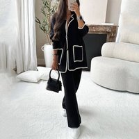 Clothing suit autumn fashion casual loose solid two piece set
