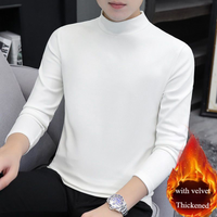 Thermal Long Sleeve T Shirt Double Layer Fleece Lined Half Turtle Neck Warm Winter Base Layer