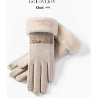 Solid padded thickened winter cashmere gloves outdoor warm winter gloves