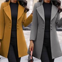 Clothing lapel slim solid slim fit woolen coat