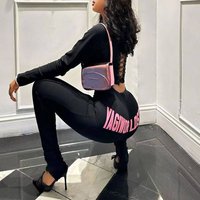 Clothing Long sleeved knitted zipper top tight pants two piece suit