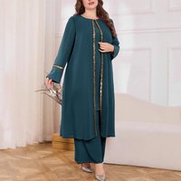 Plus Muslim Set – Sparkle Embellished Top & Flowy Pants Modest & Stylish Outfit