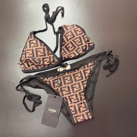 Fashion Letters Elastic Band Split Bikini Swimsuit