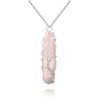 Women's Jewelry Hand Wrapped Tree Of Life Natural Crystal Stone Hexagonal Hexagonal Column Pendant Fortune Tree Necklace Pendant