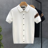 Men's Clothing New High End Light Luxury Knitted Short Sleeved T Shirt Men's Shirt Handsome Slim Fit All Match Shirt Lapel