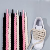 Shoelaces One Three Strand Rope Shoelaces Thick Round Black Warrior Black Beige 7mm Shoelace Rope