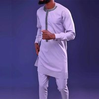 African Ethnic Style Solid Embroidery Casual Set 2 Pieces