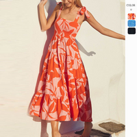 Clothing Spring Summer Personality Skirt Elegant Printed Sleeveless Backless Strappy Dress