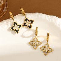 Stainless Steel Four Leaf Clover Earrings Charm Fine Fashion Weddings Trendsetter Heart Shape Women Jewelry Gifts