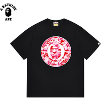 A BATHING APE BAPE-Ape Head Printed Cotton Short Sleeved T-shirt