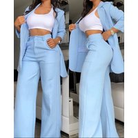Women's Clothing 2026 OL Elegant Floral Sleeveless Suit Jacket + Lace Up Casual Trousers Suit