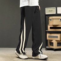  Casual Streetwear Straight Leg Pants Contrast Side Stripes Loose Fit Comfortable Cotton Blend Sizes S To 3xl