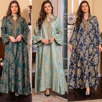 Clothing Muslim Evening Gown Jacquard Embroidery Dress Beading Fashion Kaftan Arabian Dubai Robe