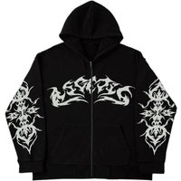 Clothing Gothic Y2k Printed 2024 Sweatshirt Street Hooded Sweatshirt Casual Sports Loose Zipper Jacket