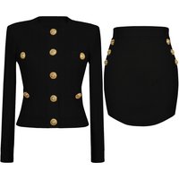 Quality 2025 Spring Summer Fashion Internet Celebrity Knitted Jacket Top + Half Skirt Set