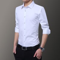 suits autumn winter solid shirt business casual version slim fit large fat trade shirt S
