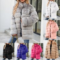Clothing fur coat casual tops autumn winter fashion popular horizontal groove coat