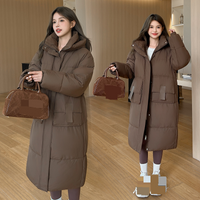 Clothing Winter Thickened Loose Long Over Knee Cotton Jacket Korean Student Hooded Large Pocket Cotton Jacket