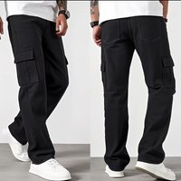 Cargo Jeans Straight Leg Pants Pocket Workwear Denim Trousers Casual Wear Comfortable Straight Leg Cut