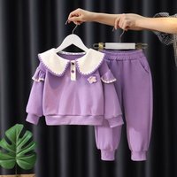 Autumn Winter Collar Hoodie Harlan Pants Two piece Stylish Casual Suit Trend