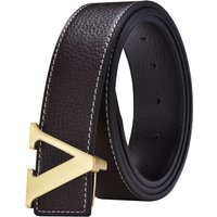 New Hot Selling Men’s Belt Leather Smooth Buckle Belt Fashion Letter V Leather Belt Temperament Fashion Men’s Belt