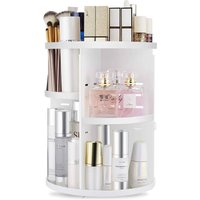 Seinlife 360 Degree DIY Adjustable Rotating Bracket, Foldable Storage Box, Large Capacity Makeup Stand, Suitable For