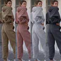 Sports Two Piece Sets Hoodie Trousers Solid Hooded Pants Outfits Sweatshirt Suit Autumn Winter Tracksuit