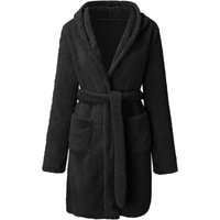 plush home solid hooded warm pajamas bathrobe