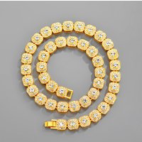 Square rock candy chain, niche, versatile alloy water diamond, 10mm rock candy necklace, male