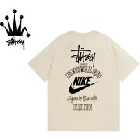 Stussy&Nike Creative Letter Pattern Printed Cotton Short Sleeve T-shirt