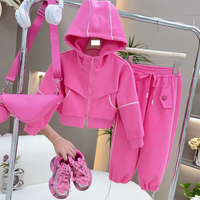 Kid's Clothing 2024 Girls Suits Internet Celebrity Hot Style Back To School Season Baby Girl Autumn Hooded Sports Two Piece Suit