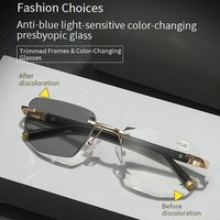 Frameless Smart Edge Cutting Photochromic Light Blocking Bifocal Reading Glasses & Multi Focus Progressive Lenses Anti Glare
