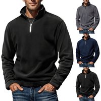 Autumn Winter Polar Fleece Top Solid Simple Casual Stand Collar Pullover Sweater