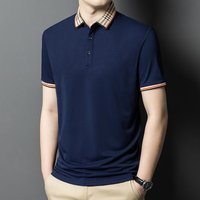 Middle aged Stretch Non pilling Summer Loose Short Sleeve Non iron Slim Fit Turn down Collar Polo Shirt High