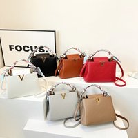 2024 New Lychee Vee Inlaid Gold Edge Tote Light Luxury Handbag Single Shoulder Crossbody Large Capacity Women’s Bag