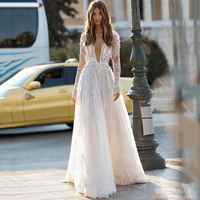 Clothing Wedding Dress Sexy Lace Dress Long Sleeved Holiday Evening Dress