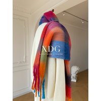 Europe United States big fashion week light luxury colorful warm tassels faux cashmere shawl shawl scarf