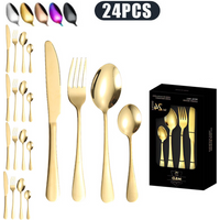 24-Piece 1010 Stainless Steel Cutlery Set In Window Gift Box – Steak Knives Forks & Spoons For Western Dining