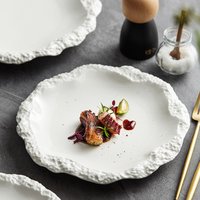 Rock Pattern Skirt Plate Dish Plate Household Ceramic Flat Plate Shallow Plate New Hotel Tableware Ins Style Plate