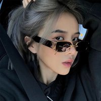 Internet Celebrity Ring Buckle Sunglasses New Small Frame Metal Square Sunglasses Fashionable Personality Sunglasses For Men And Women
