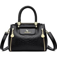 Kangaroo counter real soft leather large-capacity handbag women’s new crocodile print one-shoulder crossbody middle-aged mom bag