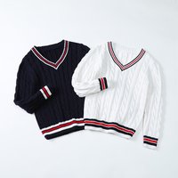 Fall Sweater Cotton Yarn Preppy Class Wear V neck Knitwear Students
