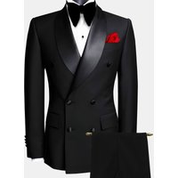 Men's Clothing Men's Two Piece Banquet Emcee Double Breasted Wedding Suit Color Trimmed Long Sleeve For Formal & Casual