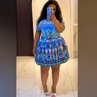 Ethnic Print Loose Fit Shirt Pleated Skirt Set Floral Embroidery Two Piece Outfit JK Style plus Comfort