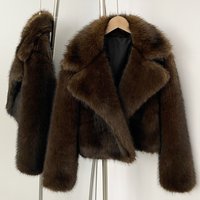 Elegant Faux Fur Collar Coat Fashionable Winter Jacket Fox Fur Imitation Loose Fit Soft & Warm S M L Sizes
